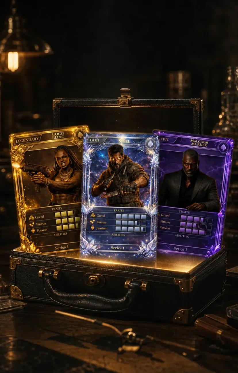 Collectible Capo character cards from The Syndicate